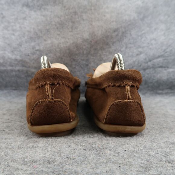 Minnetonka Shoes Womens 10 Moccasin Loafer Slip On Tassel Fringe Leather Leopard - Picture 4 of 14